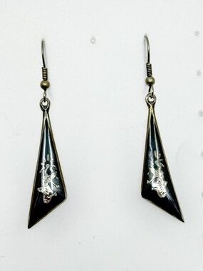 Vintage Siam Niello sterling silver earrings - GM960
